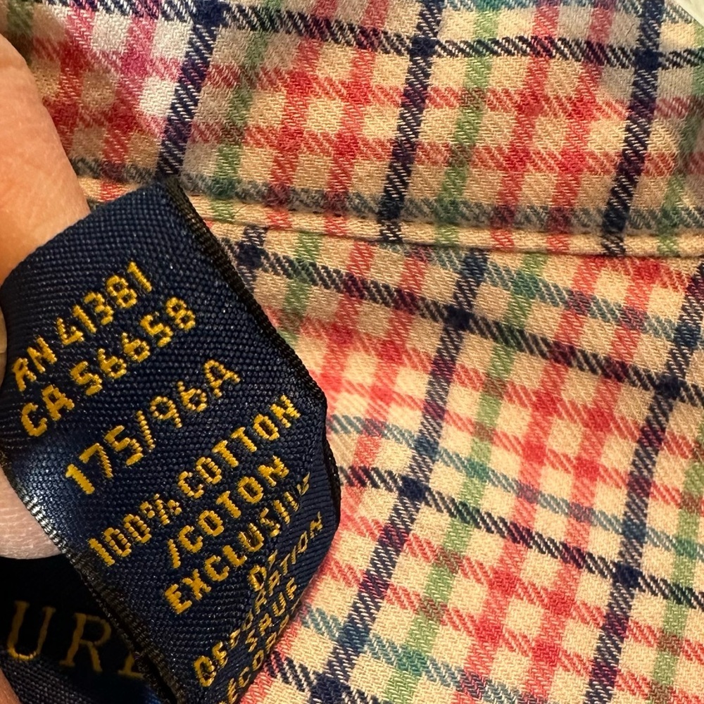 RALPH LAUREN Men's Medium 100% Cotton Pink/Blue fine Plaid Button Down Shirt - Picture 6 of 8